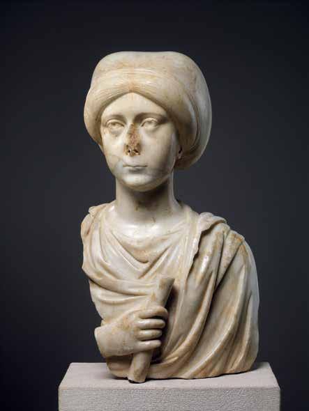 Marble portrait bust of a woman with a scroll, late 4th – early 5th c. The Metropolitan Museum of Art, New York.