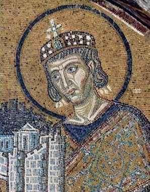 Constantine the Great, mosaic in Hagia Sophia, Istanbul (detail).
