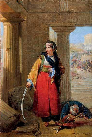 The Heroine of Mykonos, Manto Mavrogenous, oil painting on wood by F. Zonaras, 1901. National Historical Museum, Athens.