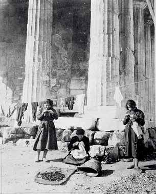 Refugees in front of the Temple of Theseus in Athens, 1922. Library of Congress.